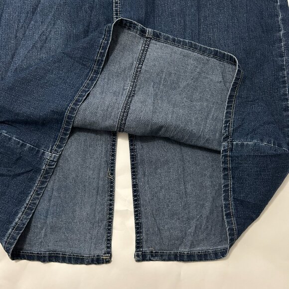 Cato Womens Denim Jean Maxi Skirt Back Slit Embroidered Pockets Size 18W Y2K - Picture 7 of 16